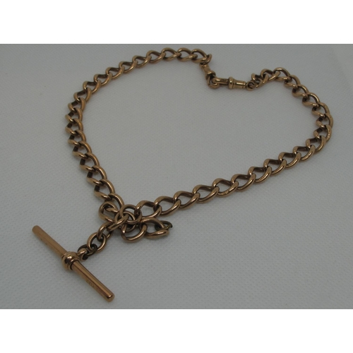 396 - A Victorian 9ct gold double Albert chain with T bar.  Approx weight 48.2 grams.
(B.P. 21% + VAT)