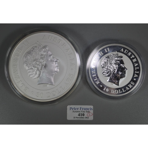 410 - Australian silver Queen Elizabeth II Koala 2013 one kilo coin/medallion together with another simila... 