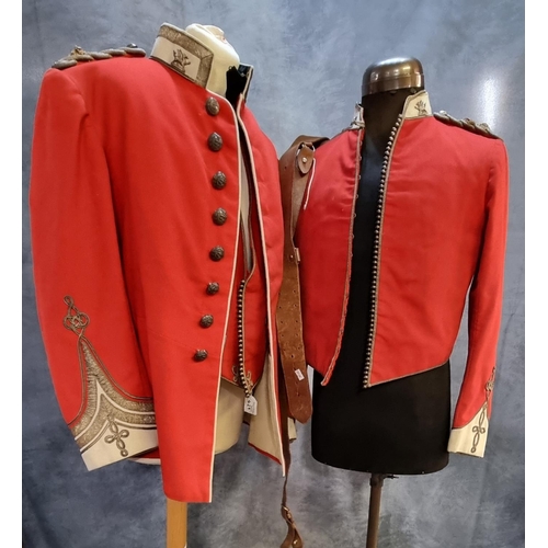 429 - Items of late 19th century British army Welsh Regiment dress uniform, to include: Major's long red t... 