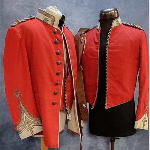 429 - Items of late 19th century British army Welsh Regiment dress uniform, to include: Major's long red t... 