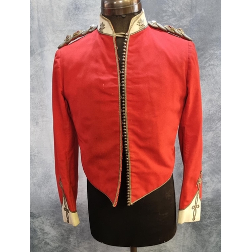 429 - Items of late 19th century British army Welsh Regiment dress uniform, to include: Major's long red t... 