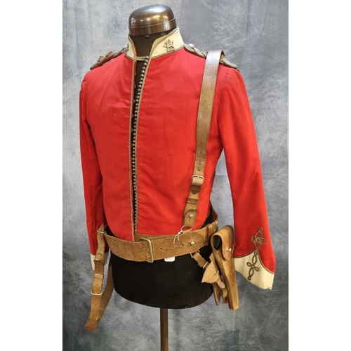 429 - Items of late 19th century British army Welsh Regiment dress uniform, to include: Major's long red t... 