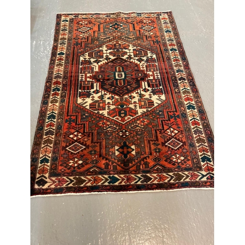 437 - Persian hand woven full pile Bakhtiar Village rug with central hexagonal medallion.   240x160cm appr... 