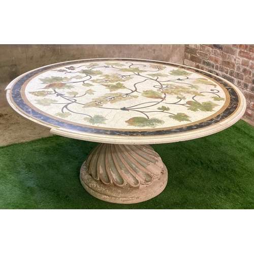 457 - Good quality Italian  Pietra Dura specimen marble centre table, the top inlaid with grapes and vines... 