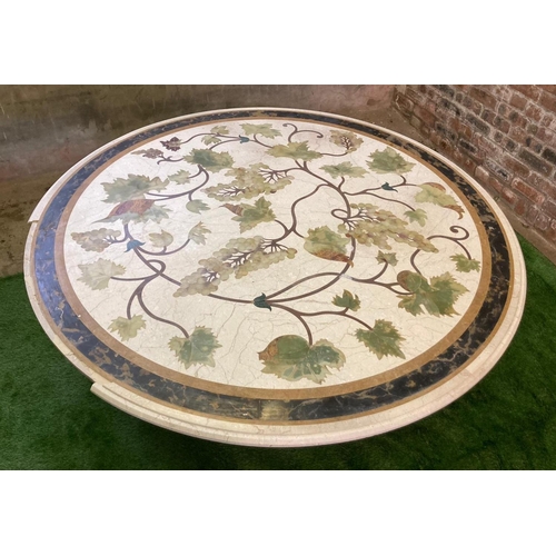 457 - Good quality Italian  Pietra Dura specimen marble centre table, the top inlaid with grapes and vines... 