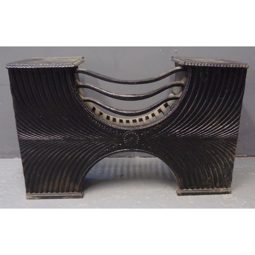 10 - Regency period cast iron basket fronted fire grate of fluted design. 81 x 36 x 52cm approx. 
(B.P. 2... 