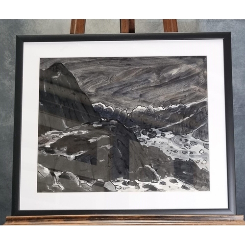 96 - Sir John 'Kyffin' Williams KBE (Welsh 1918-2006), winter landscape in Snowdonia, probably Crib Goch,... 