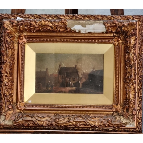 149 - 18th/19th century British School, street scenes with figures.  Oils on panel.  15x23cm approx.  A pa... 