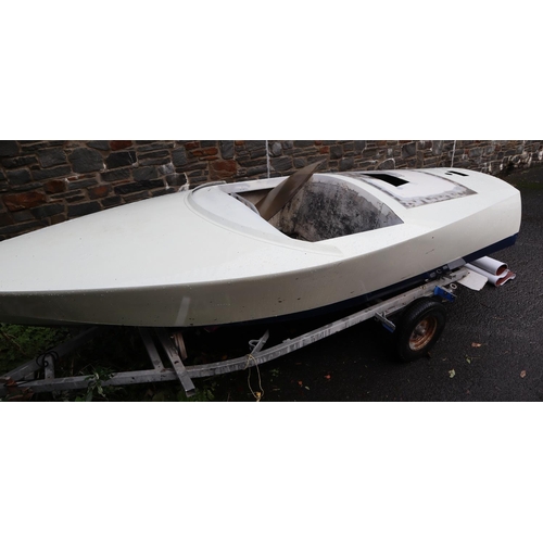 257 - 1960's/70's 'Delta' aluminium two seater power boat. Bare hull, restored and well finished, needing ... 