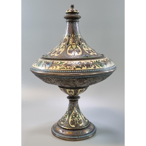 261 - Victorian enamel and gilt brass incense burner and cover, by Elkington & Co. circa 1860, Overall dec... 