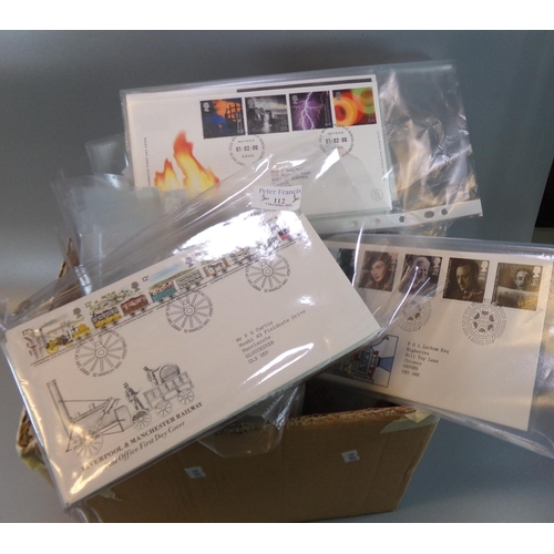 112 - Great Britain stamp collection of First Day Covers in box, sorted into packets. 1960's to 2002 perio... 