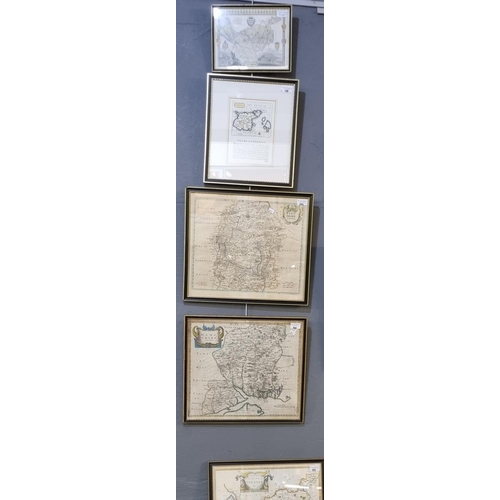 144 - A group of original framed maps to include; Robert Morden 'Wiltshire', 'Hampshire' and 'Chester', to... 