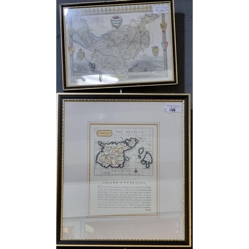 144 - A group of original framed maps to include; Robert Morden 'Wiltshire', 'Hampshire' and 'Chester', to... 