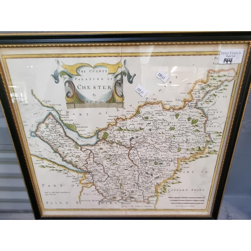 144 - A group of original framed maps to include; Robert Morden 'Wiltshire', 'Hampshire' and 'Chester', to... 