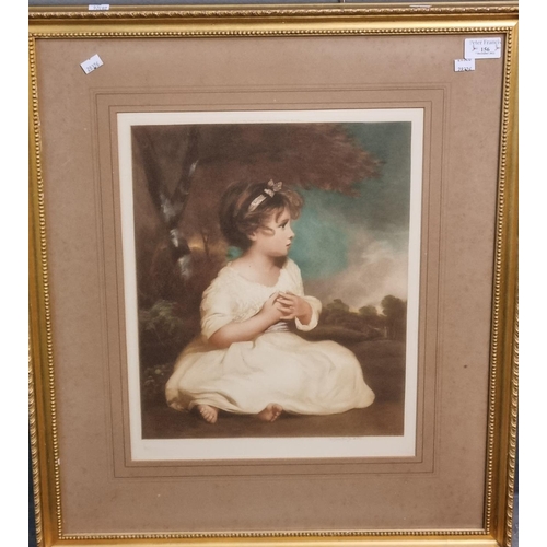 156 - After Gainsborough, framed mezzotint engraving of a young child. 38 x 31cm approx. 
(B.P. 21% + VAT)