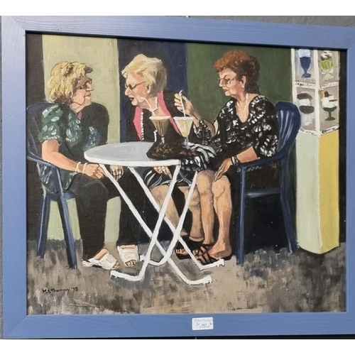 163 - N.H Thomas, three ladies in a cafe, signed and dated '03, oils on board. 49 x 59cm approx. Framed.
(... 