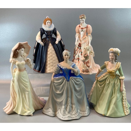 172 - Collection of Coalport and Franklin Mint figurines to include 'Catherine the Great', 'Elizabeth I', ... 