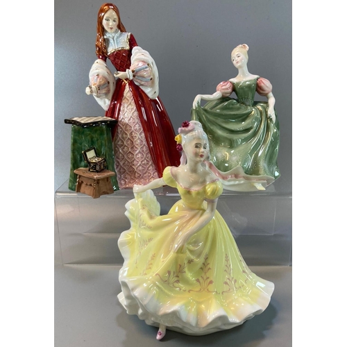 173 - Three Royal Doulton bone china figurines to include: 'Princess Elizabeth' HN3682, 'Ninette' and 'Mic... 