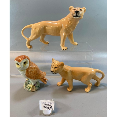 190A - Beswick ceramic owl, together with a Beswick female lioness and cub. (3)
(B.P. 21% + VAT)