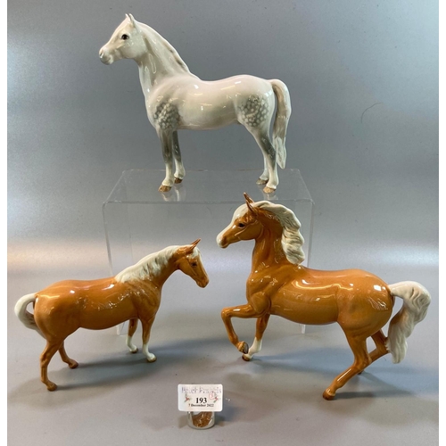 193 - Three Beswick horses, one marked 'Welsh M'  (3)  (B.P. 21% + VAT)