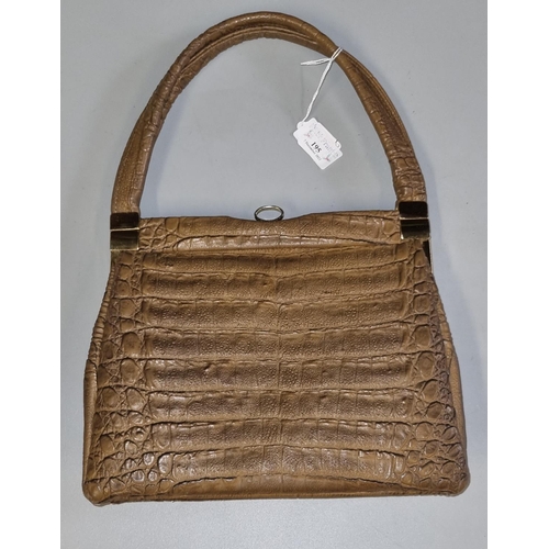 195 - Light brown crocodile effect handbag with suede interior.  (B.P. 21% + VAT)