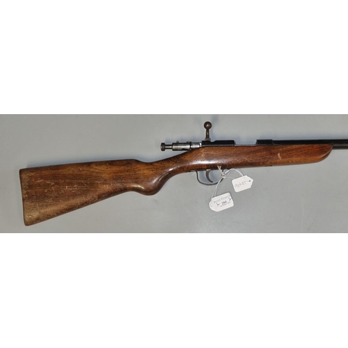 204 - Webley .410 single barreled bolt action shotgun, 25 inch barrel with half wooden stock.  NOTE, speci... 