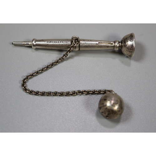 240 - Victorian silver novelty propelling pencil in the form of a ball and cup game by Sampson Mordan, wit... 