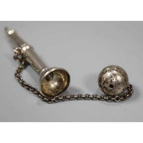 240 - Victorian silver novelty propelling pencil in the form of a ball and cup game by Sampson Mordan, wit... 