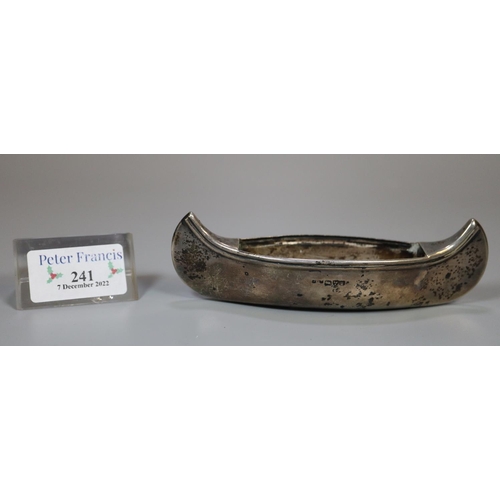 241 - Novelty silver salt in the form of a canoe, Chester hallmarks.  1.7 troy ozs.  (B.P. 21% + VAT)