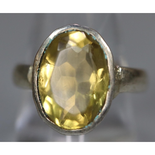 348 - Silver dress ring set with single citrine. 
(B.P. 21% + VAT)