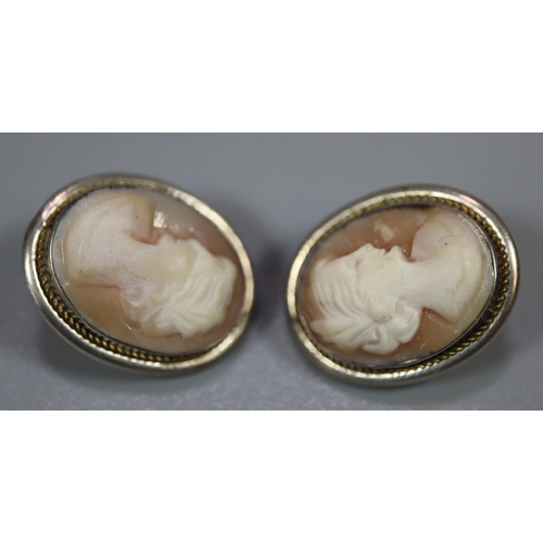 355 - Pair of silver mounted shell cameo portrait earrings. (2)
(B.P. 21% + VAT)