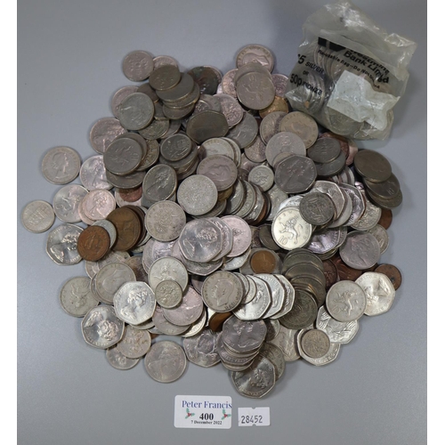 400 - Large collection of GB mainly Queen Elizabeth II silver coinage; 50p, 10p, 5p etc.
(B.P. 21% + VAT)