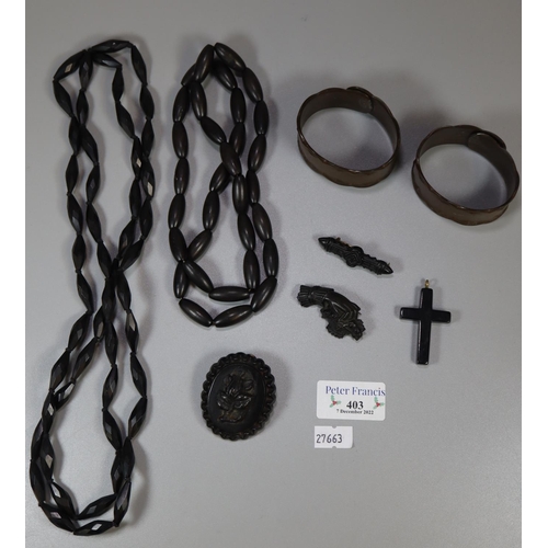 403 - A collection of Victorian black mourning jewellery.
(B.P. 21% + VAT)