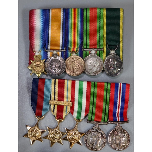 405 - Quantity of assorted military medals including: two dress miniature groups for First and Second Worl... 