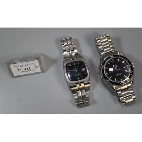 421 - Omega Constellation automatic stainless steel gent's wristwatch, together with stainless steel facsi... 