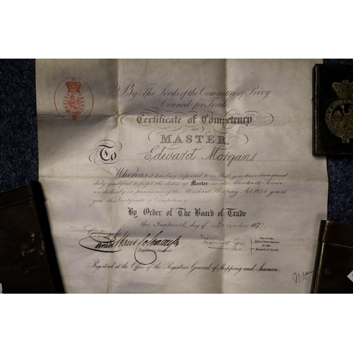 430 - Merchant Navy-19th century certificate of competency as Master Edward Morgans, by order of the Board... 