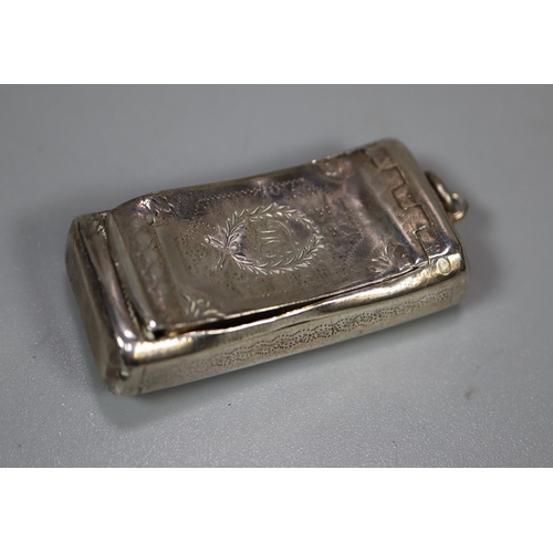 443 - 19th century Birmingham silver engraved vinaigrette.  (B.P. 21% + VAT)