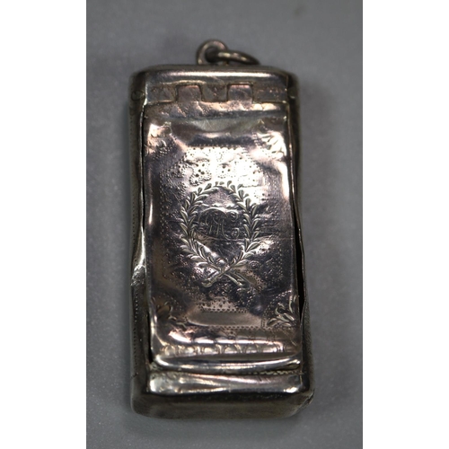 443 - 19th century Birmingham silver engraved vinaigrette.  (B.P. 21% + VAT)