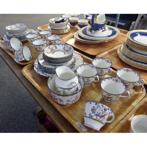 470 - Two trays of Melba china exotic bird and floral design teaware to include: teacups and saucers, plat... 