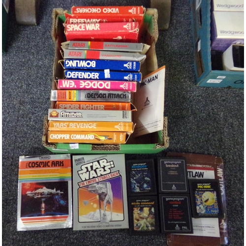 496 - Collection of vintage Atari 2600 games, to include: Demon Attack, Cosmic Ark, Starwars the Empire St... 