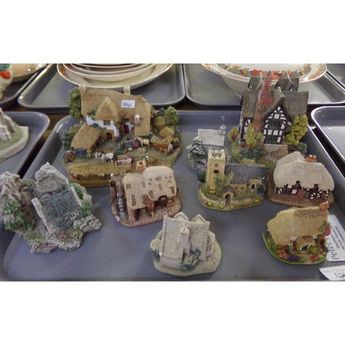 499 - Two trays of Lilliput Lane cottages: 'St. Lawrence Church', 'The priest’s house', 'Village school' e... 