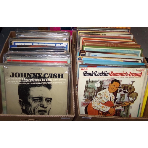 558 - Two boxes of vintage LP vinyl records: country music etc: Ed Bruce 'The Tennessean', 'Last train to ... 