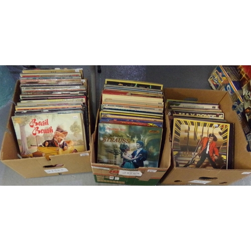 570 - Three boxes of vintage vinyl LP's to include: various Elvis; 'The Sun Collection' etc, 'Wild is Love... 