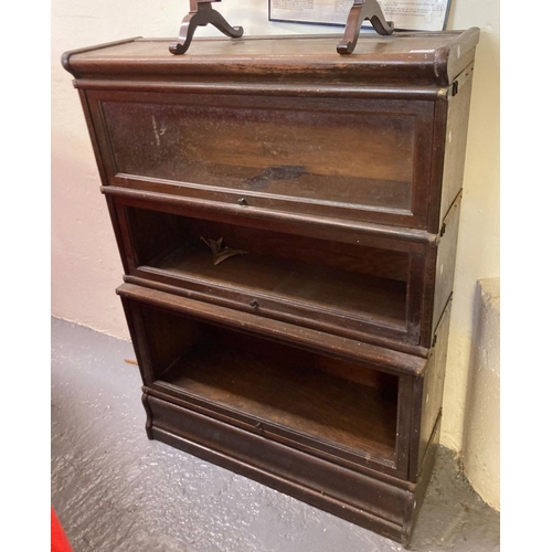 678 - Early 20th century Wernicke type three sectional bookcase with metal banding.  (B.P. 21% + VAT)