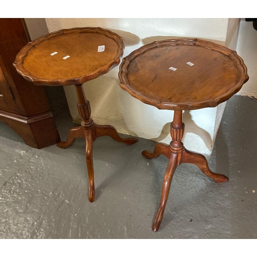 688 - Pair of walnut pie crust tripod wine tables.  (2)  (B.P. 21% + VAT)