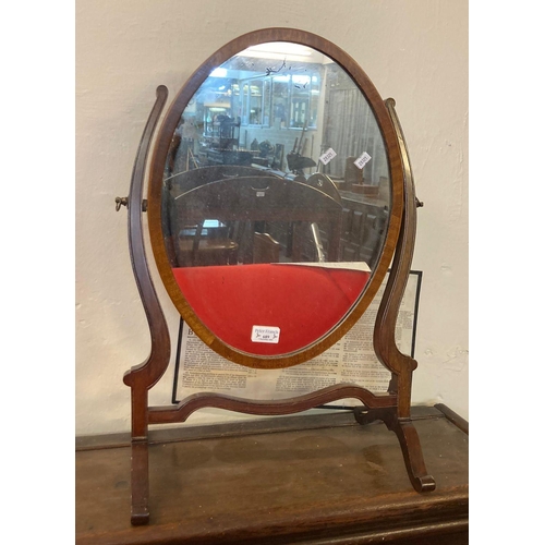 689 - 19th century mahogany framed swivel oval toilet/bedroom mirror.  (B.P. 21% + VAT)