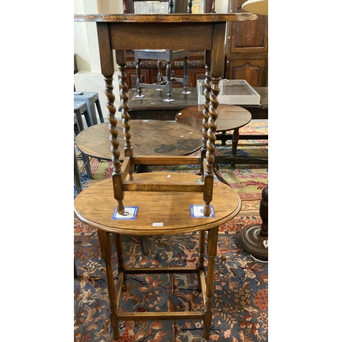 702 - Two similar early 20th century oak occasional tables, one with barley twist legs.  (2)  (B.P. 21% + ... 