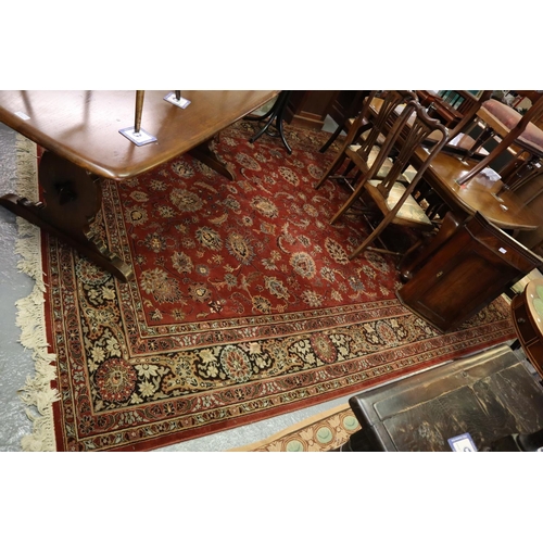 712 - Middle Eastern style red ground super Keshan carpet. 275 x 360cm approx. 
(B.P. 21% + VAT)