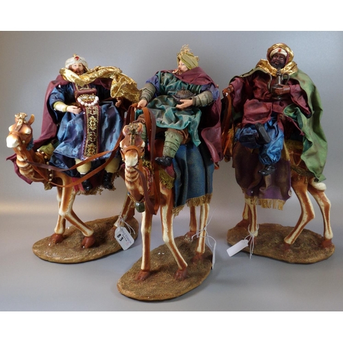 83 - Modern figural Christmas group of the Three Wise Men, seated on camels. 
(B.P. 21% + VAT)