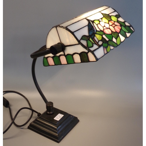 85 - Tiffany style reading or desk lamp, the lamp decorated with birds, flowers and foliage. 
(B.P. 21% +... 